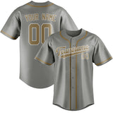 Custom Gray & Light Khaki Colors Design Sports Baseball Jersey