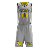 Custom Gray Light Yellow Basketball Set
