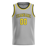 Custom Gray & Light Yellow Colors Design Sports Basketball Jersey