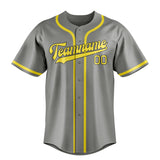 Custom Gray & Light Yellow Colors Design Sports Baseball Jersey