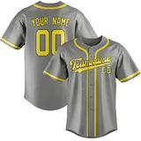 Custom Gray & Light Yellow Colors Design Sports Baseball Jersey