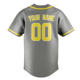 Custom Gray & Light Yellow Colors Design Sports Baseball Jersey