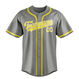 Custom Gray & Light Yellow Colors Design Sports Baseball Jersey