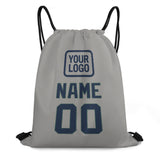 Custom Gray Blue Drawstring Bag