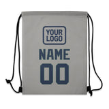 Custom Gray Blue Drawstring Bag