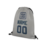 Custom Gray Blue Drawstring Bag