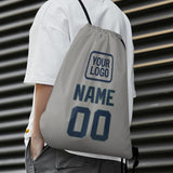 Custom Gray Blue Drawstring Bag