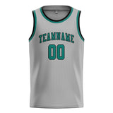 Custom Gray & Blue Green Colors Design Sports Basketball Jersey
