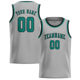 Custom Gray & Blue Green Colors Design Sports Basketball Jersey