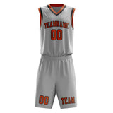 Custom Gray Orange Basketball Set