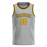 Custom Gray & Gold Colors Design Sports Basketball Jersey
