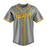 Custom Gray & Gold Colors Design Sports Baseball Jersey
