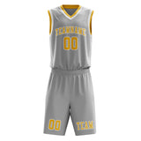 Custom Gray Gold Basketball Set