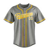 Custom Gray & Gold Colors Design Sports Baseball Jersey
