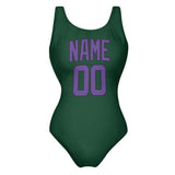 Custom Green Light Purple Swimsuit