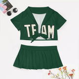 Custom Green Cream Cheerleading Uniform Set