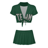 Custom Green Gray Cheerleading Uniform Set