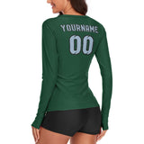 Custom Green Light Blue Women's Long-Sleeve Shirt