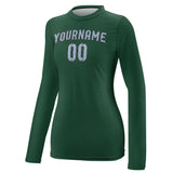 Custom Green Light Blue Women's Long-Sleeve Shirt