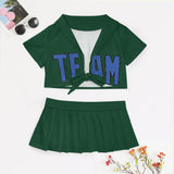 Custom Green Sky Blue Cheerleading Uniform Set