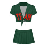 Custom Green Orange Red Cheerleading Uniform Set
