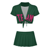 Custom Green Pink Cheerleading Uniform Set