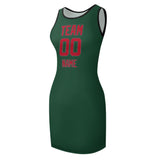 Custom Green Red Sleeveless Vest Dress