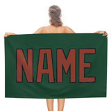 Custom Green Coral Red Beach Towel