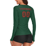 Custom Green Coral Red Women's Long-Sleeve Shirt