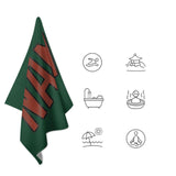 Custom Green Coral Red Beach Towel