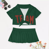 Custom Green Coral Red Cheerleading Uniform Set