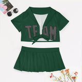 Custom Green Dark Grey Cheerleading Uniform Set