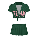 Custom Green Light Pink Cheerleading Uniform Set