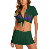Custom Green Light Purple Cheerleading Uniform Set