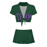 Custom Green Light Purple Cheerleading Uniform Set