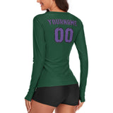 Custom Green Light Purple Women's Long-Sleeve Shirt