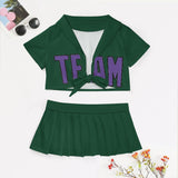 Custom Green Light Purple Cheerleading Uniform Set