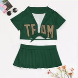 Custom Green Light Khaki Cheerleading Uniform Set