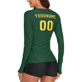 Custom Green Light Yellow Women's Long-Sleeve Shirt