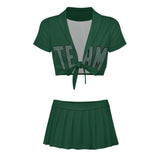 Custom Green Blue Green Cheerleading Uniform Set