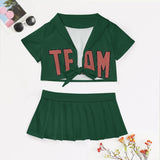 Custom Green Copper Rose Cheerleading Uniform Set