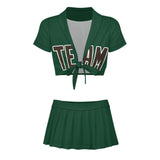 Custom Green Brown Cheerleading Uniform Set