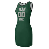 Custom Green Gray Sleeveless Vest Dress