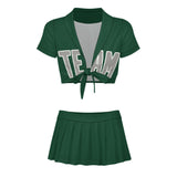 Custom Green Gray Cheerleading Uniform Set