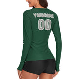 Custom Green Gray Women's Long-Sleeve Shirt