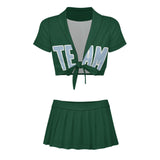 Custom Green Light Blue Cheerleading Uniform Set