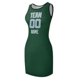 Custom Green Light Blue Sleeveless Vest Dress