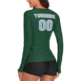 Custom Green Light Blue Women's Long-Sleeve Shirt