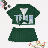 Custom Green Light Blue Cheerleading Uniform Set