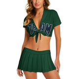 Custom Green Blue Cheerleading Uniform Set